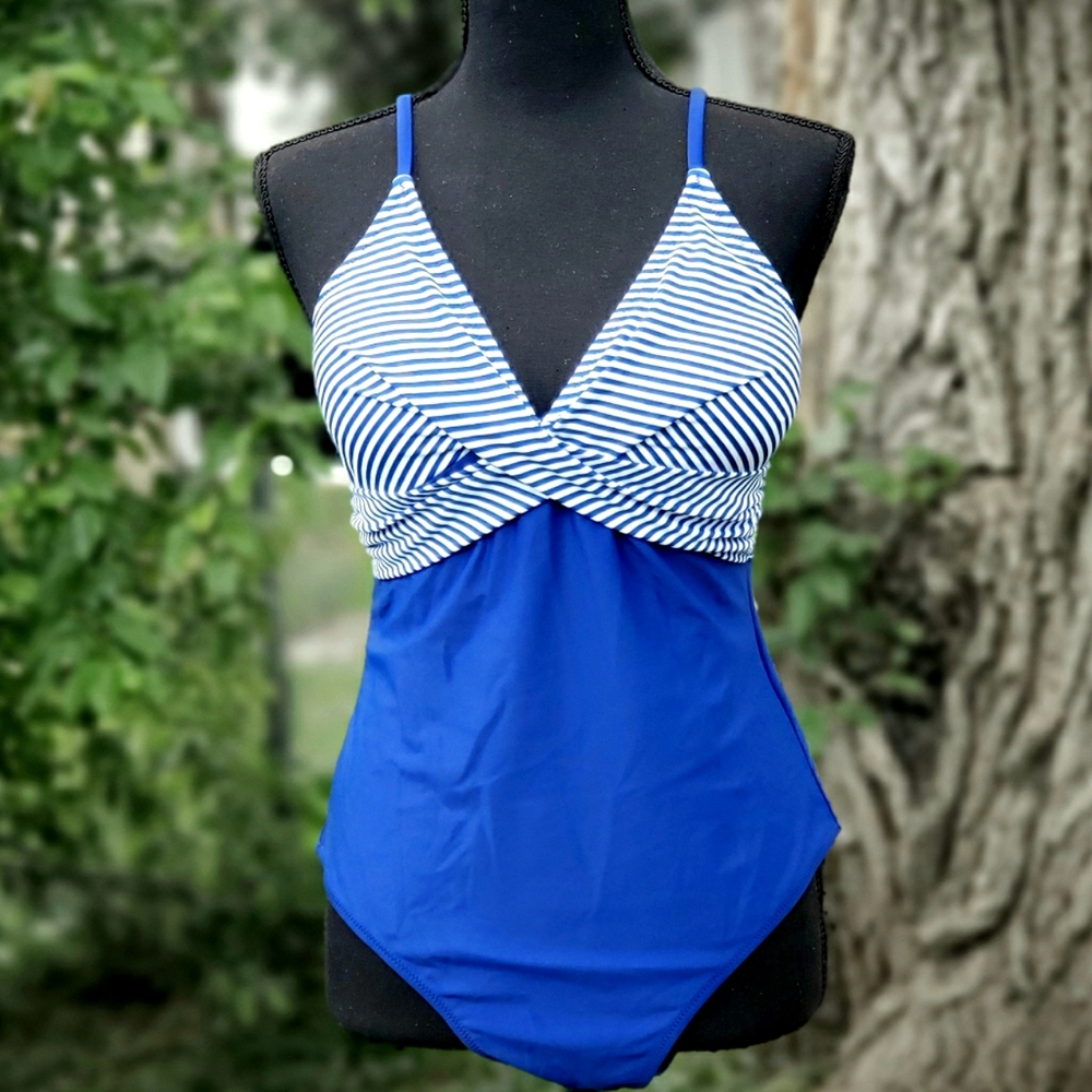 Cupshe Blue/white One Piece Swimsuit